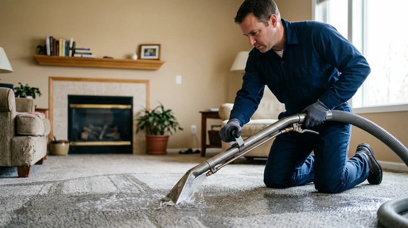 Water damage restoration technician working near Adams, MN